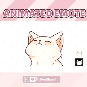 Animated White Cat Heart Emote for Twitch, Discord, Youtube (Digital File)