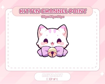 Kätzchen Kanal Punkt Symbol für Twitch | Pastell Katze mit Schleife und Glöckchen | Twitch Emotes | Zwietracht