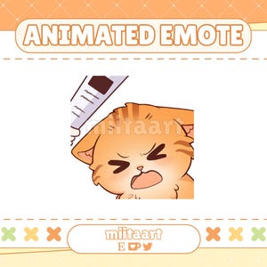 Geanimeerde Bonk-emote Orange Cat Bonk - schattige Cyperse kat-emote voor Twitch, Discord en Youtube - grappige emote