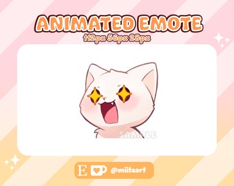 Animated Cat Emote for Twitch, Youtube and Discord - Cute Animated Cat Shining Eye Emote - Stream Decoration - Kawaii Chibi Cat Emote