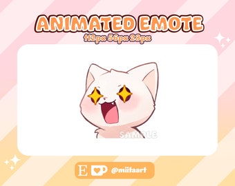 Emote de chat animé pour Twitch, Youtube et Discord - Emote d'oeil brillant de chat animé mignon - Décoration de flux - Emote de chat Kawaii Chibi