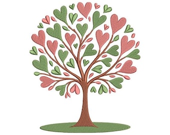 Tree Of Love Machine Embroidery Design -Instant Download - 9 Sizes - Tree Of Life Machine Embroidery Pattern -Family Tree Embroidery Pattern