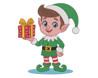 Motif de broderie Machine Jolly Elf - téléchargement immédiat - 5 tailles - motif de broderie Machine de Noël - broderie de Noël pour enfant