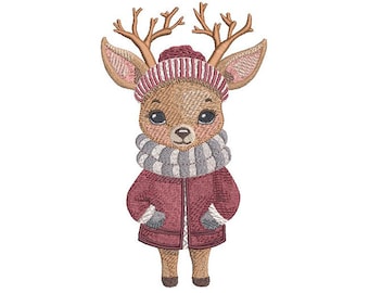 It's Winter Deer - Machine Embroidery Design - A Little Piece Of Artwork - Instant Download - 5x7 hoop - Winter Machine Embroidery Pattern