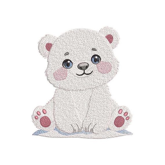 Little Polar Bear Machine Embroidery Design - Instant Download - 9 Sizes - Baby Machine Embroidery Pattern - Embroidery for Kids