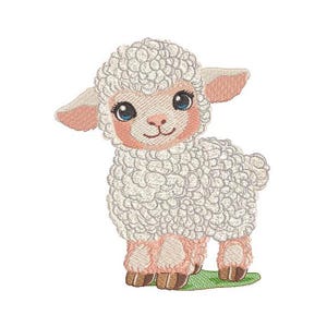 Little Lamb Machine Embroidery Design - 9 Sizes - Barnyard Animals Machine Embroidery - Embroidery for Kids - Baby Sheep Embroidery Pattern