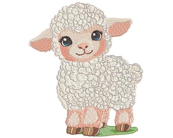 Little Lamb Machine Embroidery Design - 9 Sizes - Barnyard Animals Machine Embroidery - Embroidery for Kids - Baby Sheep Embroidery Pattern