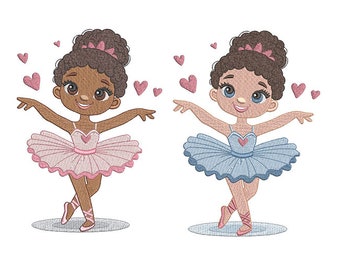 Little Ballerinas Machine Embroidery Designs - 2 Color Variations - 5 Sizes Each - Adorable Ballerina Machine Embroidery Patterns
