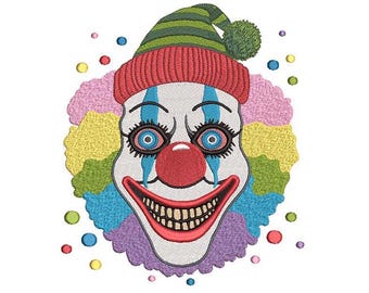 Creepy Clown With Hat Machine Embroidery Design - Instant Download - 5 Sizes - Halloween Embroidery Pattern