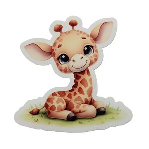 Naklejka Mała Żyrafa - Błyszczący Wodoodporny Winyl - Słodka Mała Żyrafa Naklejka - Naklejka Kawaii - Darmowa Wysyłka