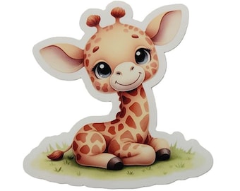 Little Giraffe Sticker - Glossy Water Resistant Vinyl - Cute Baby Giraffe Sticker - Kawaii Sticker