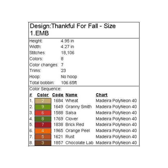 Thankful for Fall Machine Embroidery Pattern - 5 Sizes - Instant ...