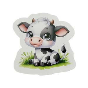 Little Cow Sticker - Glossy Waterproof Vinyl - Baby Cow Sticker - Water Bottle Sticker