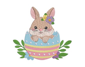 Easter Bunny In Egg Machine Embroidery Design - 6 Sizes - Bunny Rabbit Machine Embroidery Pattern - Easter Embroidery - Instant Download