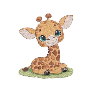 Maskinbroderidesign med liten giraff - Mönster för babydjur (9 storlekar)