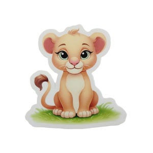 Little Lion Sticker - Glossy Water Resistant Vinyl - Cute Baby Lion Sticker - Kawaii Sticker