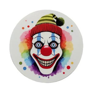Creepy Clown With Hat Sticker - Glossy Waterproof Vinyl - Halloween Vinyl Sticker