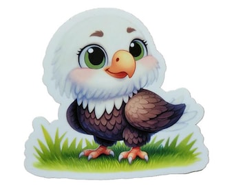 Little Eagle Sticker - Glossy Waterproof Vinyl - Bald Eagle Vinyl Sticker - Cute Bald Eagle Decal - Baby Bald Eagle Sticker