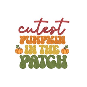 Modello di ricamo a macchina "La zucca più carina nel patch" - 2 stili - 2 dimensioni - Download immediato - Modelli di ricamo autunnali carini