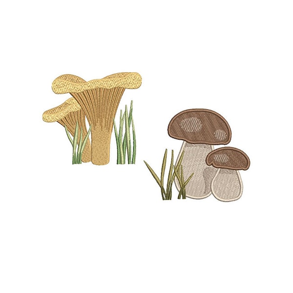 Fresh Mushroom Pack Number 1 Machine Embroidery Designs Patterns - Instant Download - 2 Patterns - Realistic - Pes Jef Dst Exp Hus Xxx +