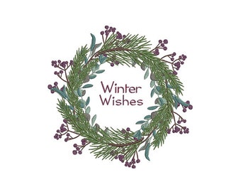 Winter Wishes Wreath - Machine Embroidery Design Pattern - Gorgeous Design - Instant Download - Winter Machine Embroidery Design