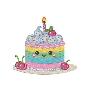 Motif de broderie Machine joyeux anniversaire gâteau - 6 tailles - motif de broderie Machine anniversaire - broderie Kawaii mignon