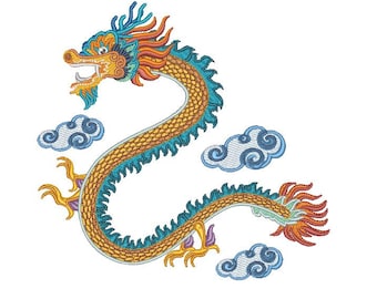 Chinese Flying Dragon - Machine Embroidery Design Pattern - Instant Download