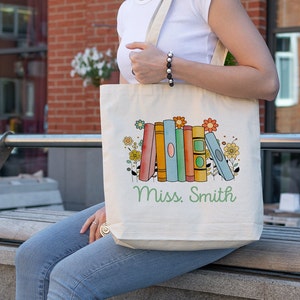 Personalized Teacher Gift Canvas Boat Tote With Handles Large 