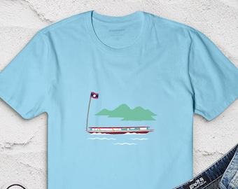 Slow Boat T-shirt, Laos Travel Gift Shirt, Mekong River Boating Tee, Laotian Culture Illustration Shirt, Southeast Asia Trip Tshirt
