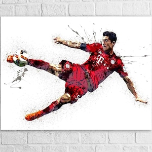 Robert Lewandowski, &quot;Iconic Kick&quot;, Gallery Canvas Wrap or Museum-Quality Poster, Wall Decor, Man Cave, Kids room, Office