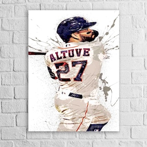 Jose Altuve Poster, Houston Astros, Gallery Canvas Wrap or Museum-Quality Poster Print, Fine Art, Man Cave, Office or Kids Room