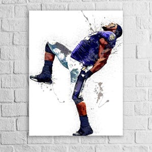 Ray Lewis Poster, Baltimore Ravens, Gallery Canvas Wrap or Museum-Quality Poster, Fine Art, Wall Decor for Man Cave, Kids room