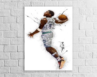 Anthony Edwards, Dunk, Minnesota Timberwolves, Gallery Canvas Wrap or Museum-Quality Poster, Fine Art, Man Cave, Kids room, Dorm Room