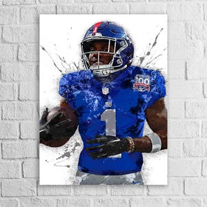 Malik Nabers Poster, New York Giants, Gallery Canvas Wrap or Museum-Quality Poster, Fine Art, Wall Decor for Man Cave, Kids room