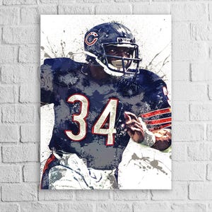 Walter Payton Poster, Chicago Bears, Gallery Canvas Wrap or Museum-Quality Poster, Fine Art, Wall Decor for Man Cave, Kids room