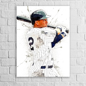 Derek Jeter Poster, NY Yankees, Gallery Canvas Wrap or Museum-Quality Poster Print, Fine Art, Wall Decor for Man Cave, Office or Dorm Room