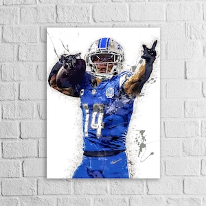 Amon Ra St Brown, Detroit Lions, Gallery Canvas Wrap or Museum-Quality Poster, Fine Art, Wall Decor for Man Cave, Kids room, Dorm Room