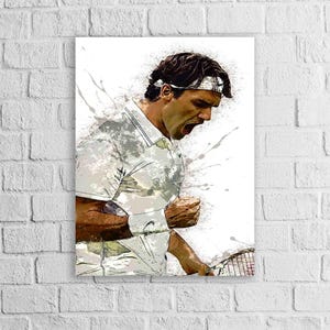 Roger Federer Poster, Gallery Canvas Wrap or Museum-Quality Poster Print, Fine Art Quality, Man Cave, Office, Dorm Room, Kids room