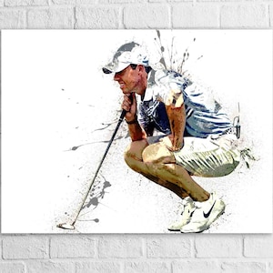 Rory McIlroy Poster, PGA, Gallery Canvas Wrap or Museum-Quality Poster, Wall Decor, Man Cave, Kids room, Office