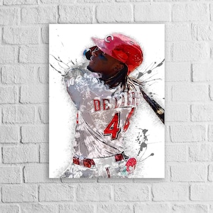 Poster Elly De La Cruz, Cincinnati Reds, toile exposée dans une galerie ou affiche de qualité musée, homme des cavernes, chambre d'enfants, bureau