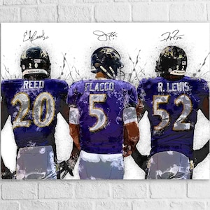 Ed Reed, Joe Flacco, Ray Lewis Poster, Baltimore Ravens, Gallery Canvas Wrap or Museum-Quality Poster, Wall Decor for Man Cave, Kids room