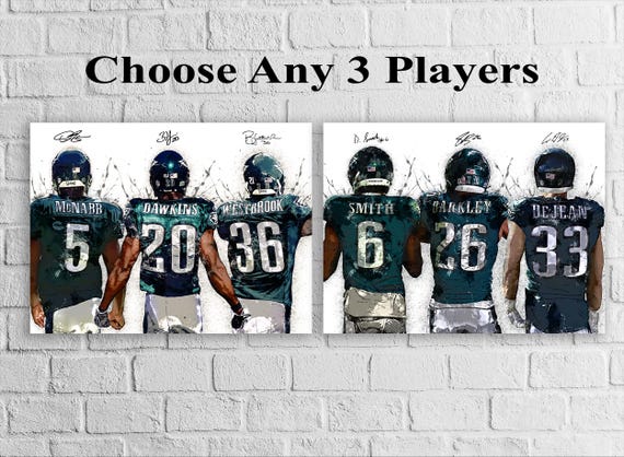 Saquon Barkley, Jalen Hurts, AJ Brown, Philadelphia Eagles, Canvas Wrap or Museum-Quality Poster, Fine Art, Man Cave, Kids room