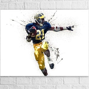 Desmond Howard Poster, Michigan, Gallery Canvas Wrap or Museum-Quality Poster, Fine Art, Wall Decor for Man Cave, Kids room