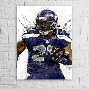Marshawn Lynch Poster, Seattle Seahawks, Gallery Canvas Wrap or Museum-Quality Poster, Fine Art, Man Cave, Kids room