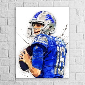 Jared Goff, Detroit Lions, Gallery Canvas Wrap, Museum-Quality Poster, Wall Art, Man Cave, Kids room, Office