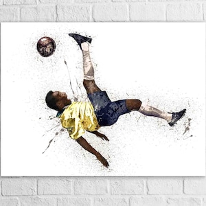 Pele Poster Print, Iconic Kick, Gallery Canvas Wrap or Museum-Quality Poster, Fine Art, Man Cave, Kids room, Dorm Room