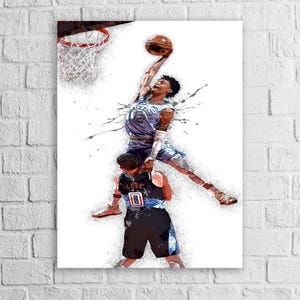 Ja Morant Dunk Poster, Memphis Grizzlies, Gallery Canvas Wrap or Museum-Quality Poster, Man Cave, Kids room, Dorm Room