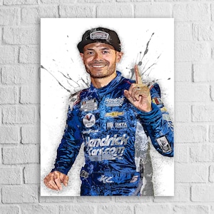 Kyle Larson, Celebration, Nascar, Gallery Canvas Wrap or Museum-Quality Poster, Fine Art, Wall Decor for Man Cave, Kids room, Dorm Room