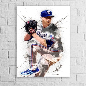 Jacob deGrom Poster, Texas Rangers, Gallery Canvas Wrap or Museum-Quality Poster, Man Cave, Kids room, Office