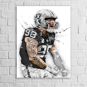 Maxx Crosby Poster, Las Vegas Raiders, Gallery Canvas Wrap or Museum-Quality Poster, Fine Art, Man Cave, Kids room, Office